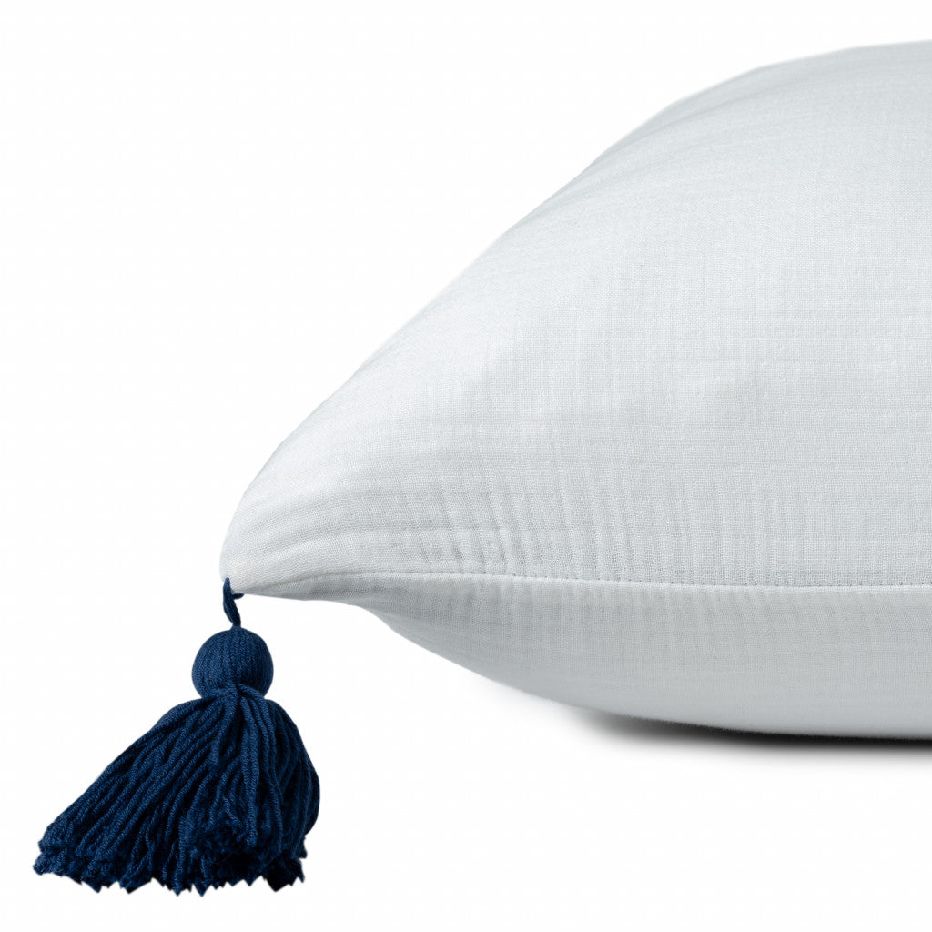 White & Blue 100% Cotton Pillow
