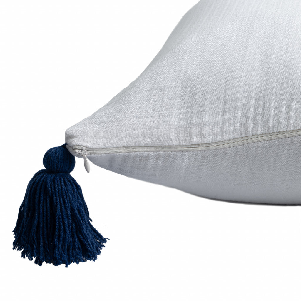 White & Blue 100% Cotton Pillow