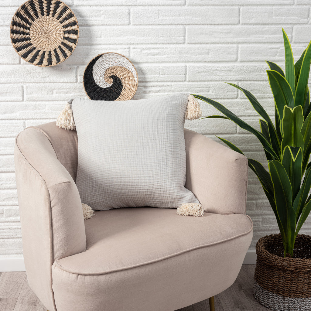 Gray & Beige 100% Cotton Pillow