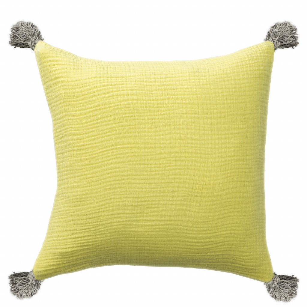 Yellow & Gray 100% Cotton Pillow