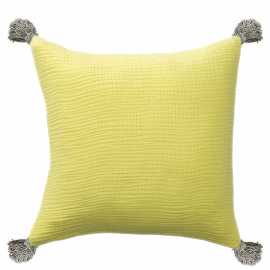 Yellow & Gray 100% Cotton Pillow