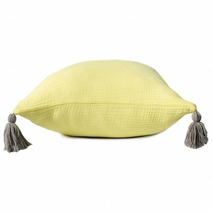 Yellow & Gray 100% Cotton Pillow