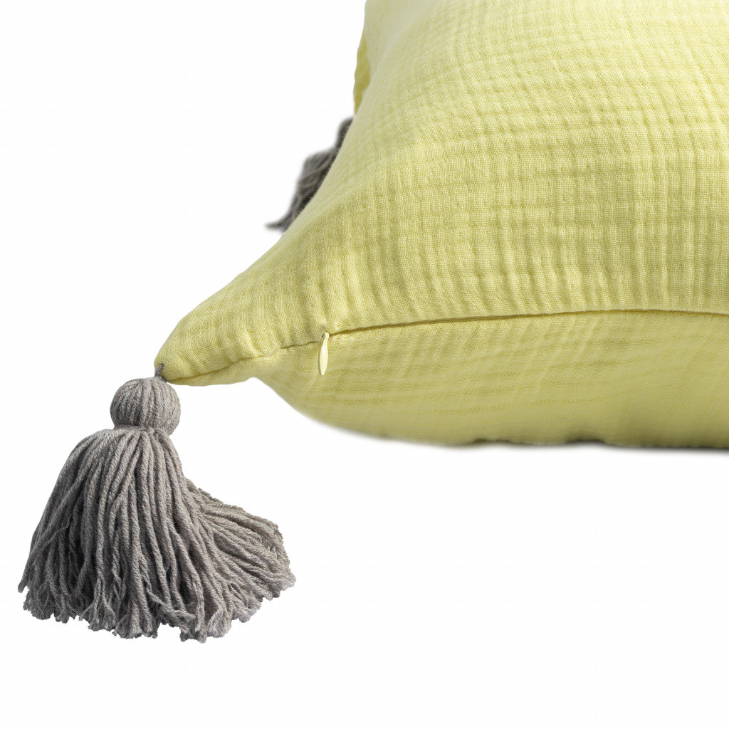 Yellow & Gray 100% Cotton Pillow