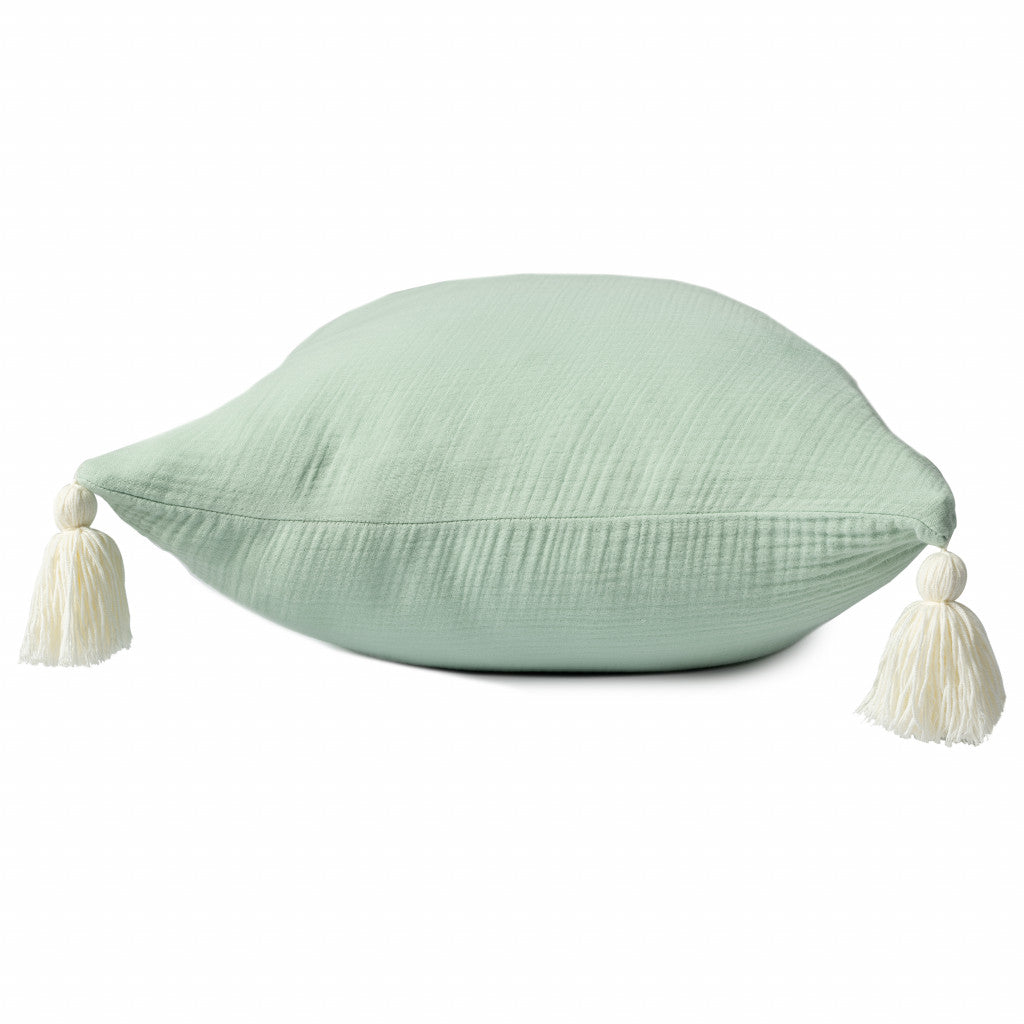 Green & Ivory 100% Cotton Pillow