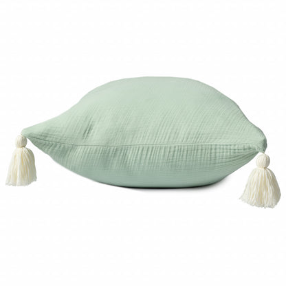 Green & Ivory 100% Cotton Pillow