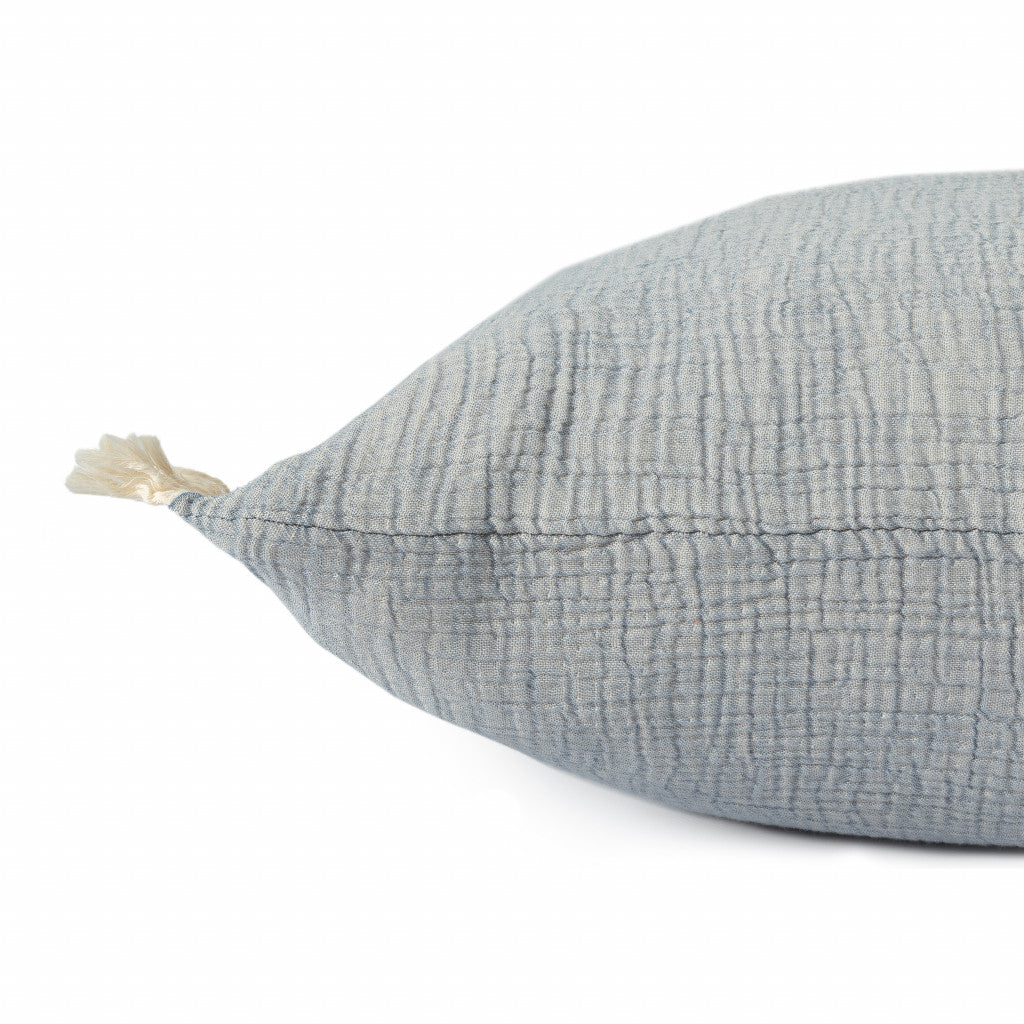 Blue Gray & Cream 100% Cotton Pillow