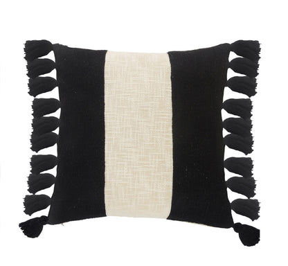 Black & Ivory 100% Cotton Striped Pillow