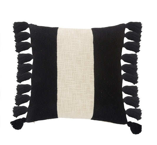 Black & Ivory 100% Cotton Striped Pillow