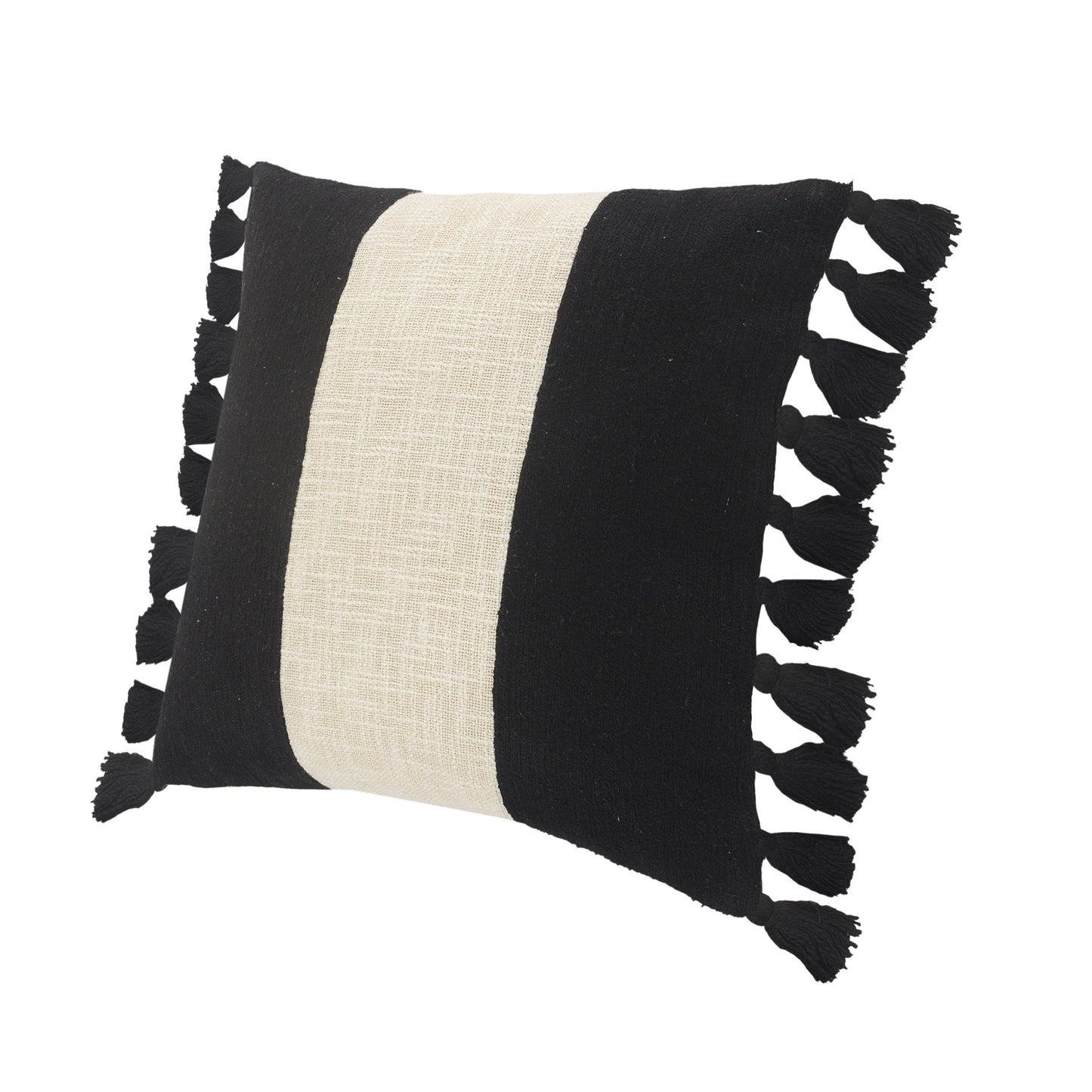 Black & Ivory 100% Cotton Striped Pillow