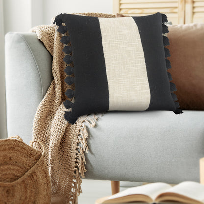 Black & Ivory 100% Cotton Striped Pillow