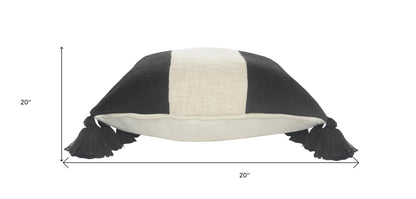 Black & Ivory 100% Cotton Striped Pillow