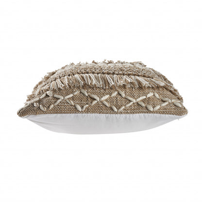 Beige & White Geometric Pillow