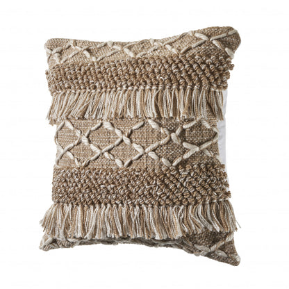 Beige & White Geometric Pillow