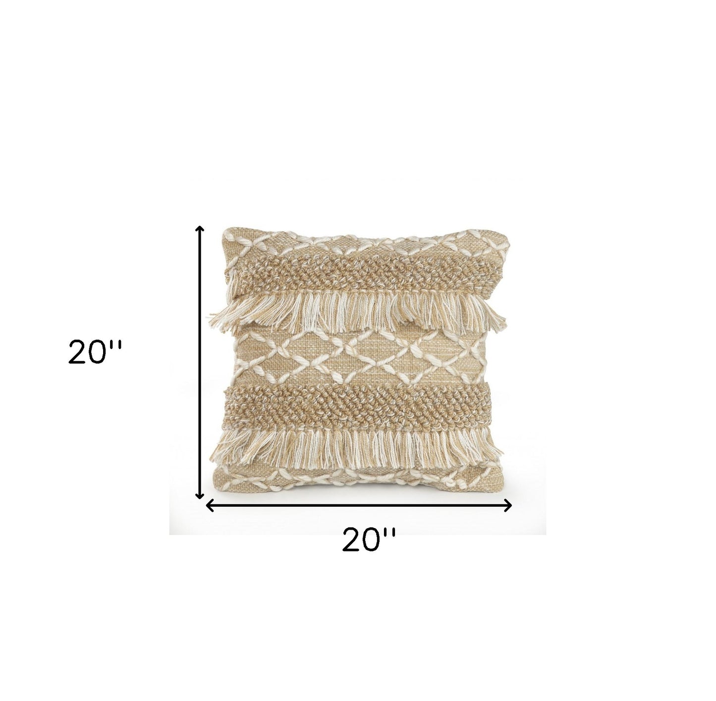 Beige & White Geometric Pillow