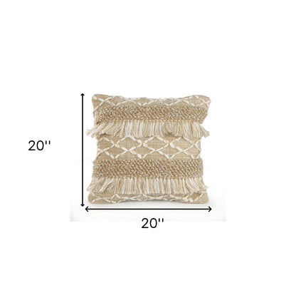 Beige & White Geometric Pillow