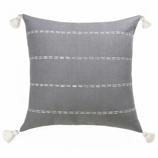 Slate Gray Linen Striped Pillow