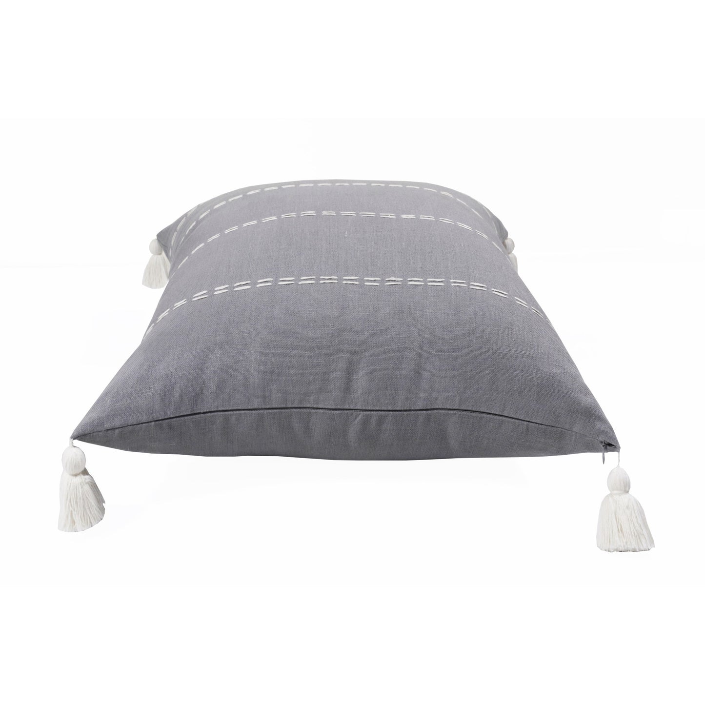 Slate Gray Linen Striped Pillow
