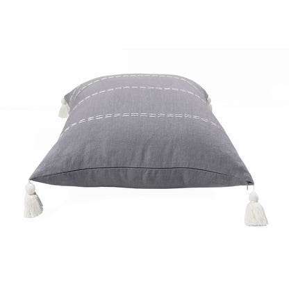 Slate Gray Linen Striped Pillow