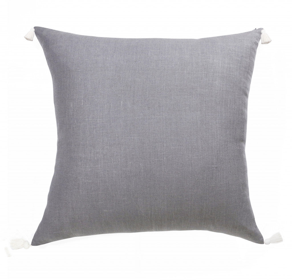 Slate Gray Linen Striped Pillow
