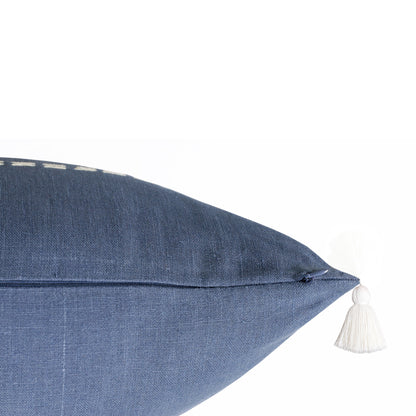 Navy Linen Striped Pillow