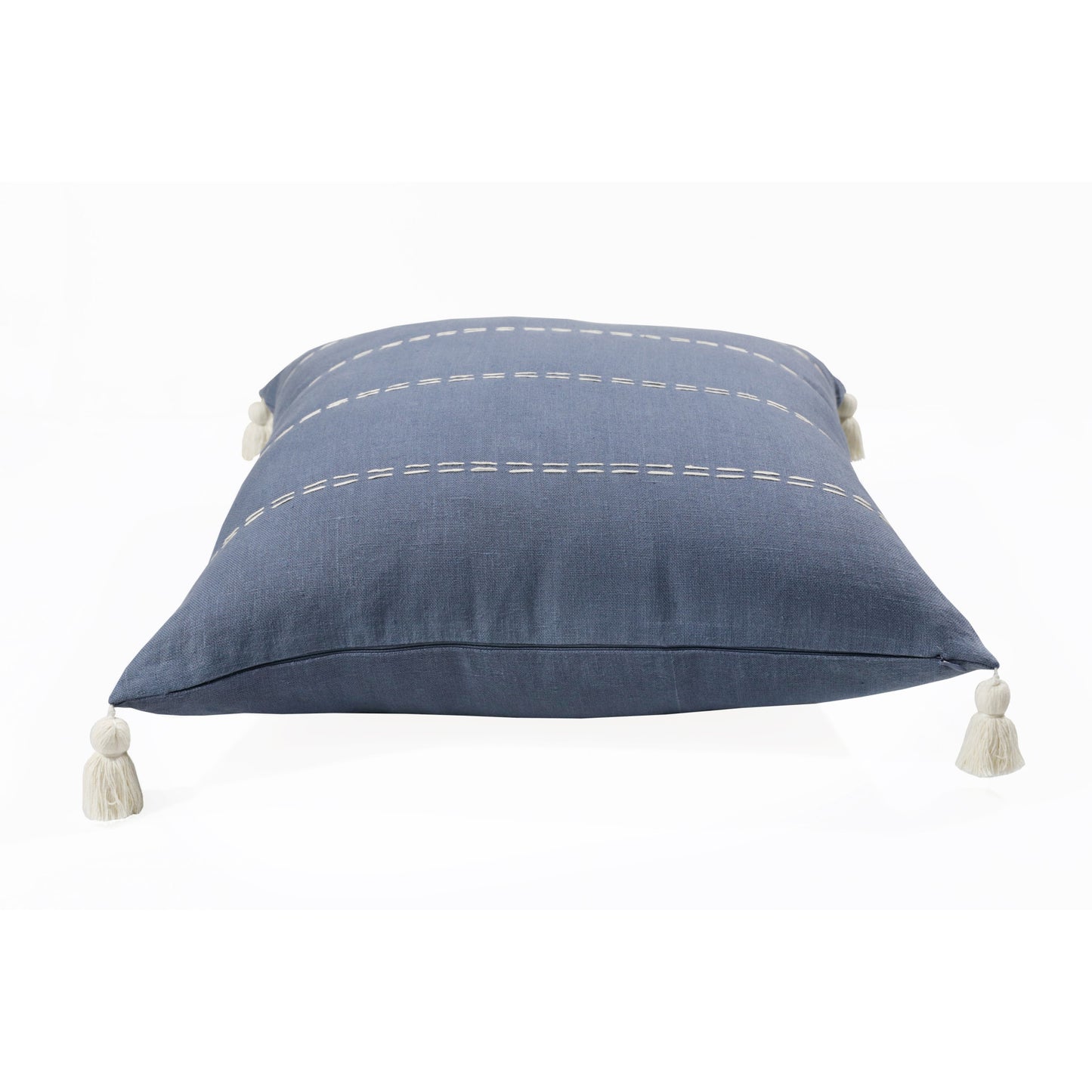 Navy Linen Striped Pillow