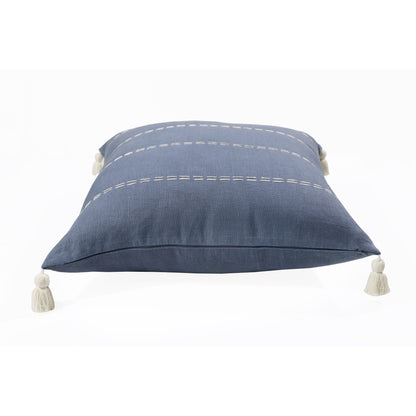 Navy Linen Striped Pillow