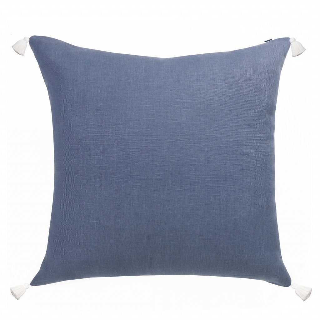 Navy Linen Striped Pillow