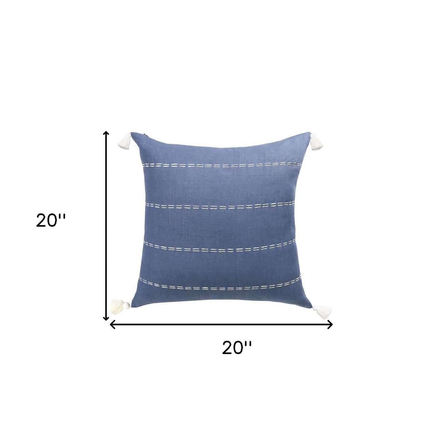 Navy Linen Striped Pillow