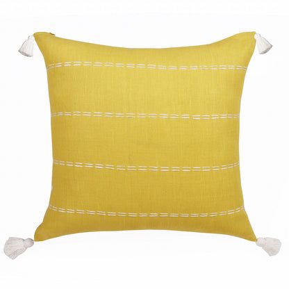 Mustard Linen Striped Pillow