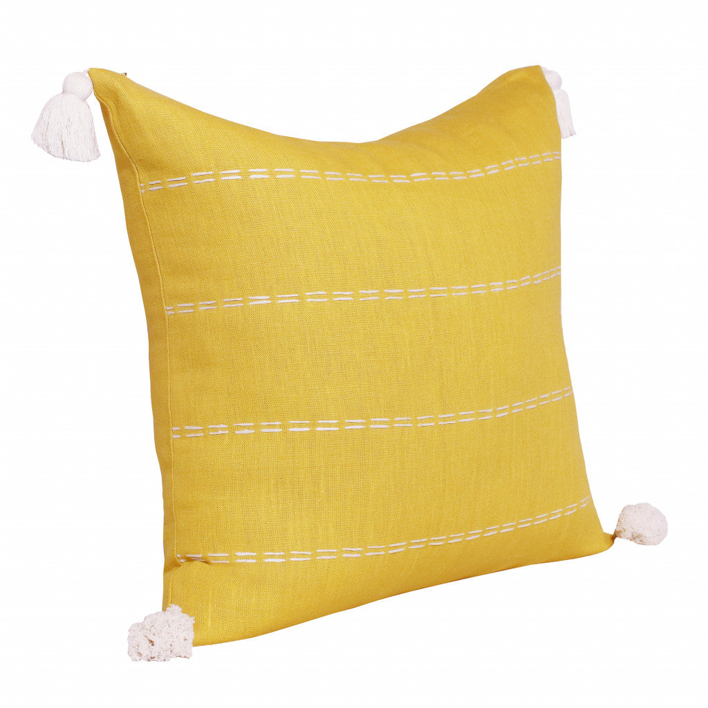 Mustard Linen Striped Pillow