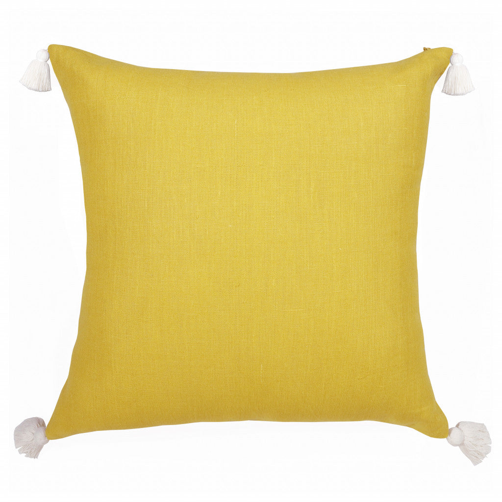 Mustard Linen Striped Pillow