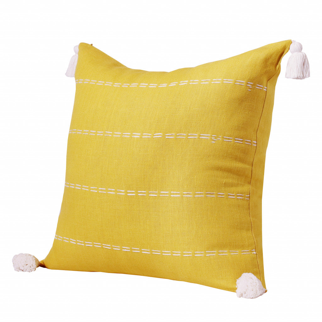 Mustard Linen Striped Pillow