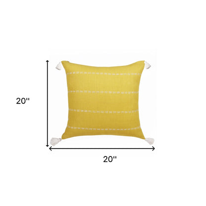 Mustard Linen Striped Pillow