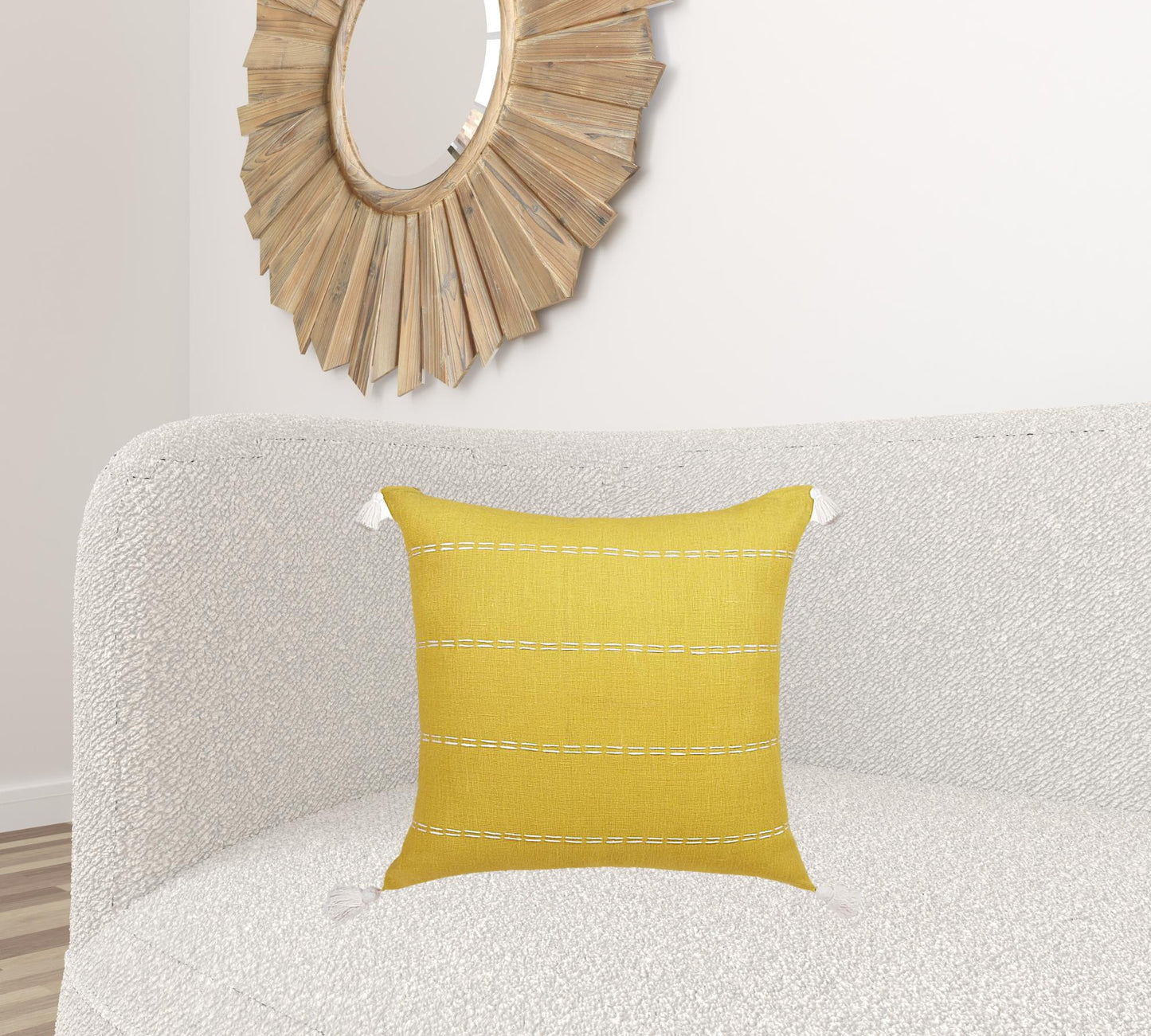 Mustard Linen Striped Pillow