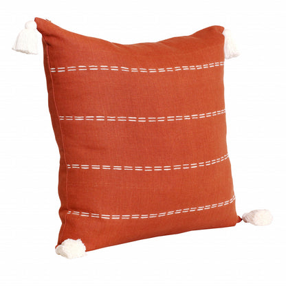 Rust Linen Striped Pillow