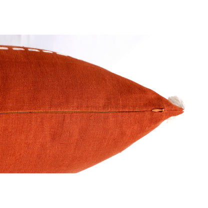 Rust Linen Striped Pillow