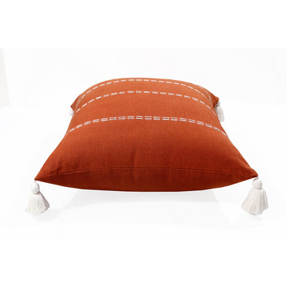 Rust Linen Striped Pillow