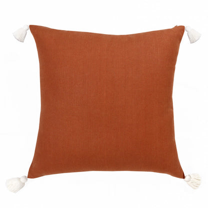 Rust Linen Striped Pillow
