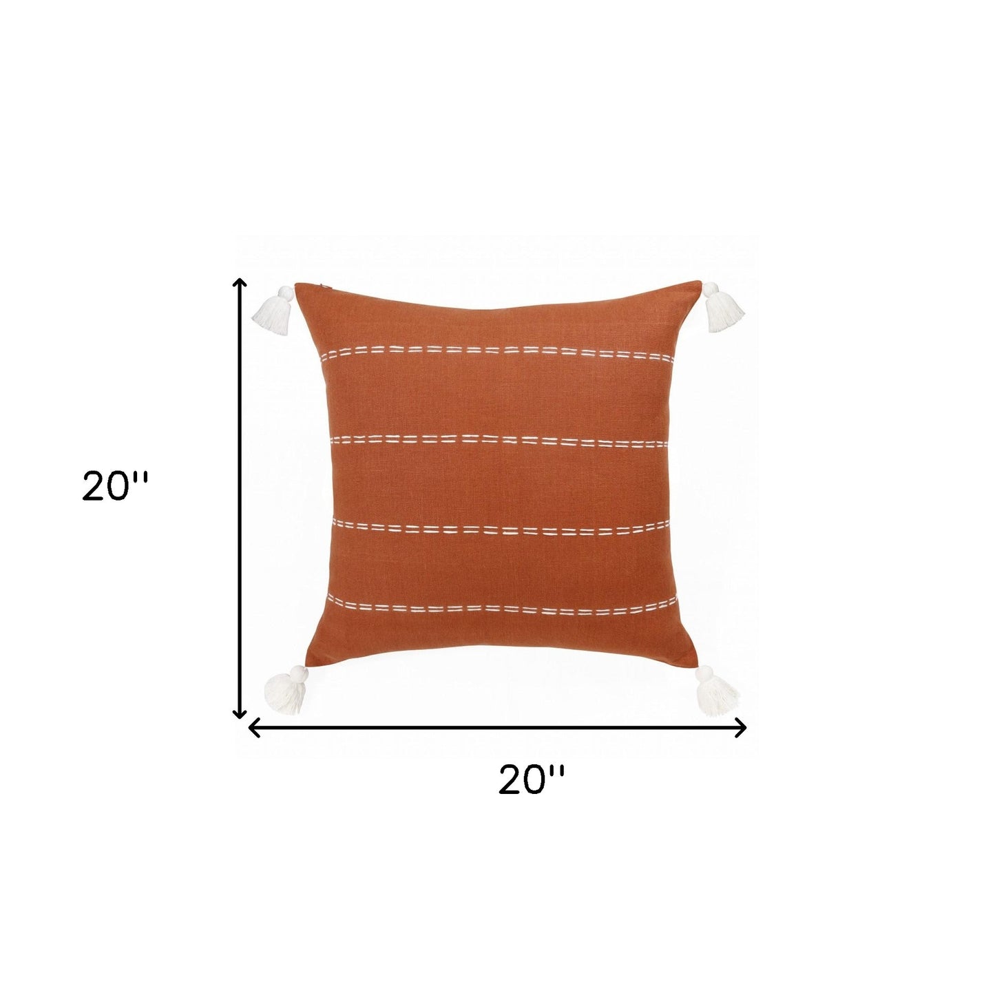 Rust Linen Striped Pillow