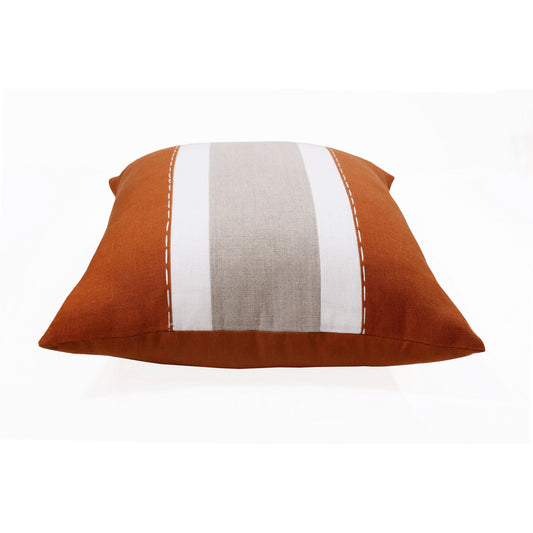Rust & Gray Linen Striped Pillow