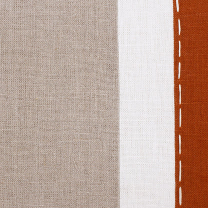 Rust & Gray Linen Striped Pillow