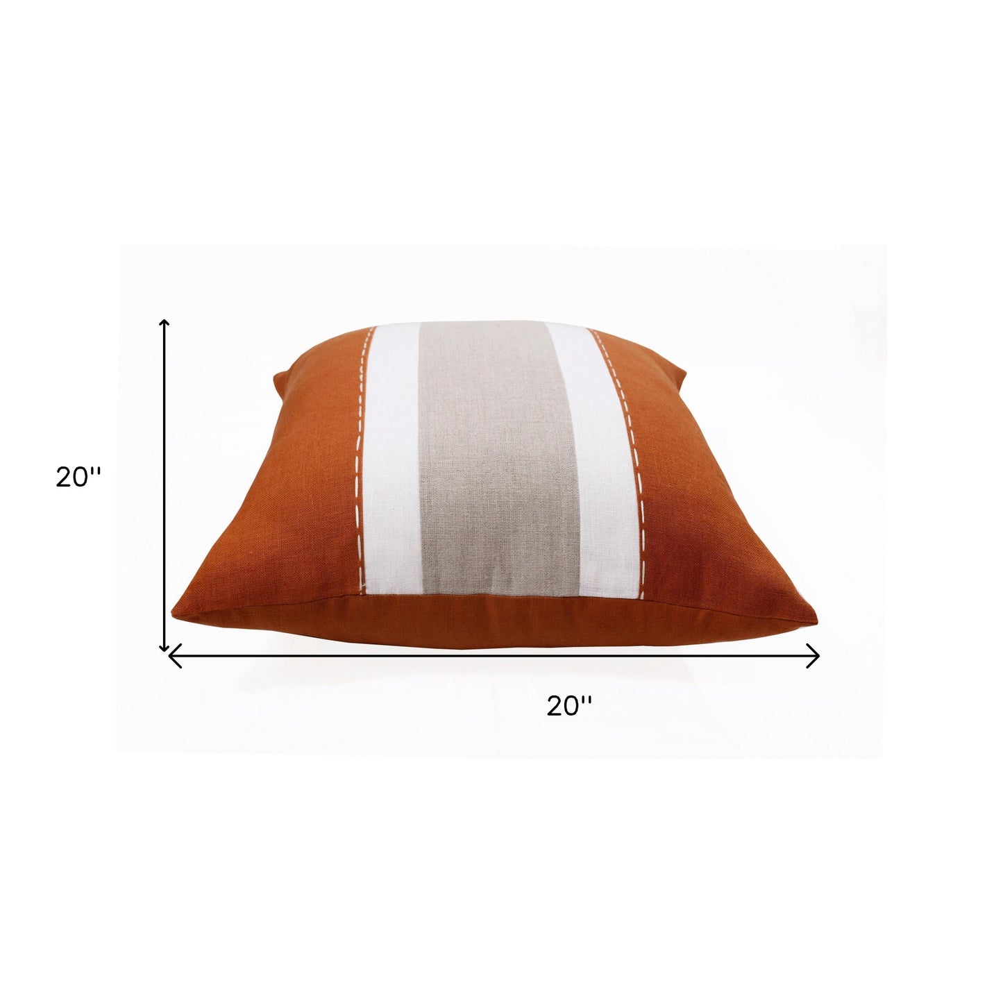Rust & Gray Linen Striped Pillow