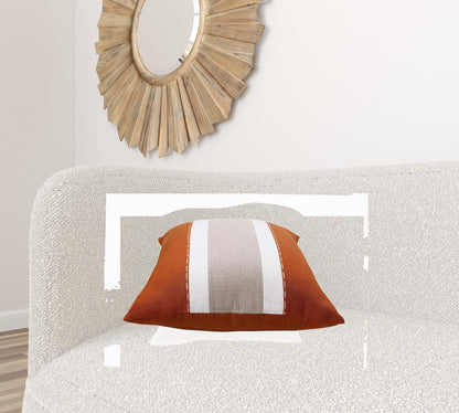 Rust & Gray Linen Striped Pillow