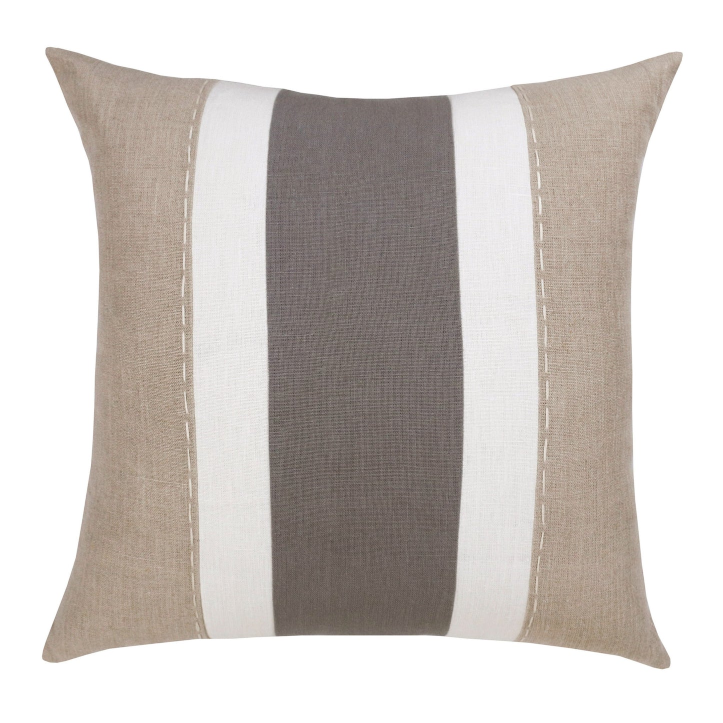 Gray & Tan Linen Striped Pillow