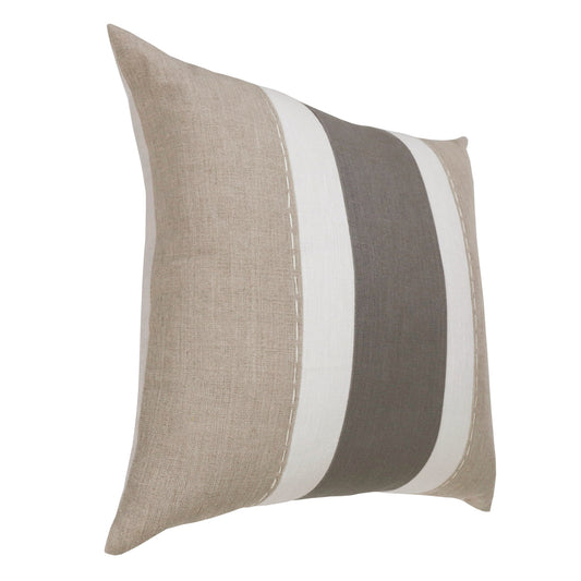 Gray & Tan Linen Striped Pillow