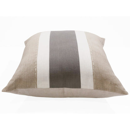 Gray & Tan Linen Striped Pillow