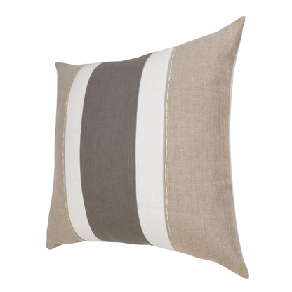 Gray & Tan Linen Striped Pillow