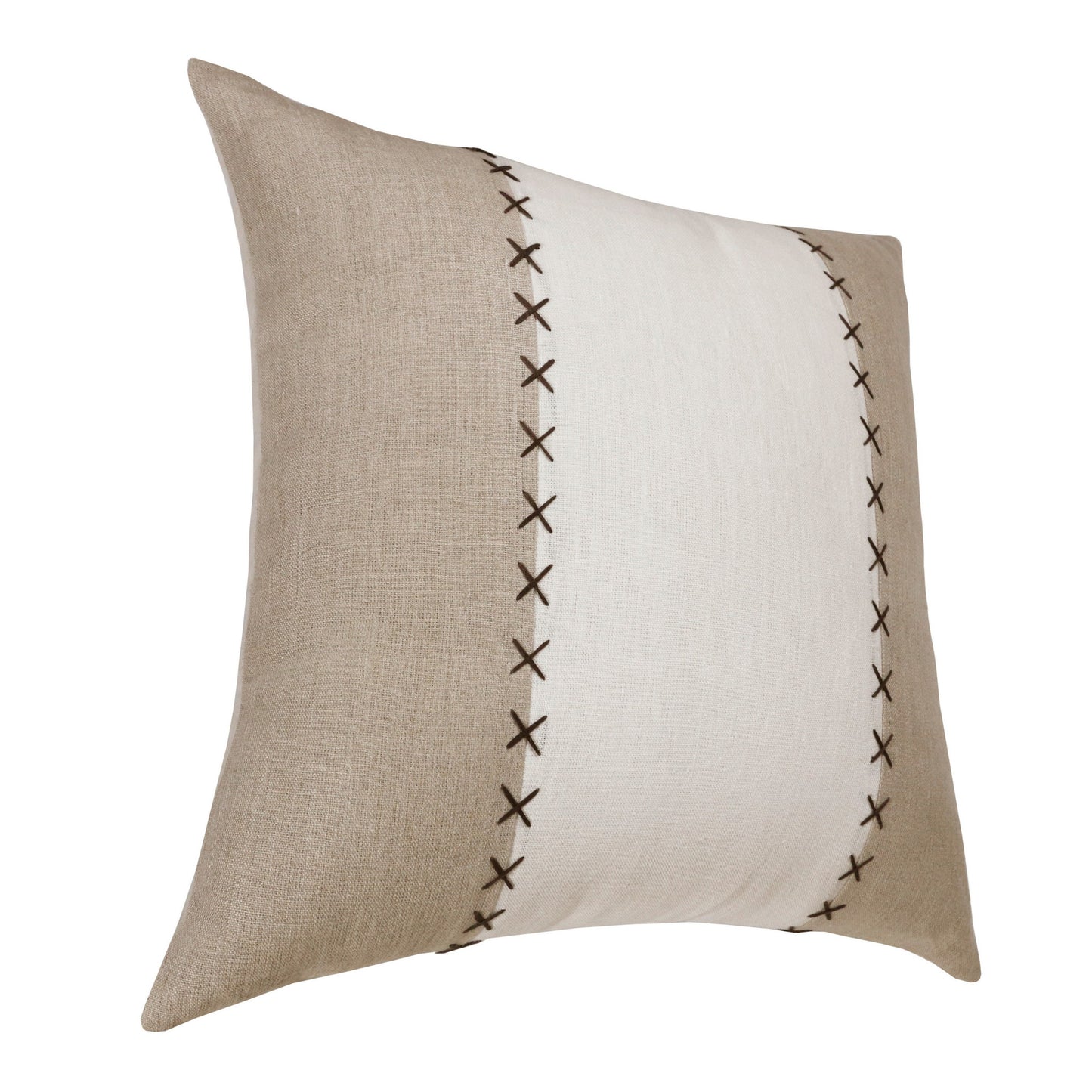 Gray & Tan Linen Patchwork Pillow