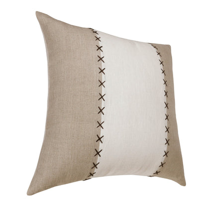 Gray & Tan Linen Patchwork Pillow