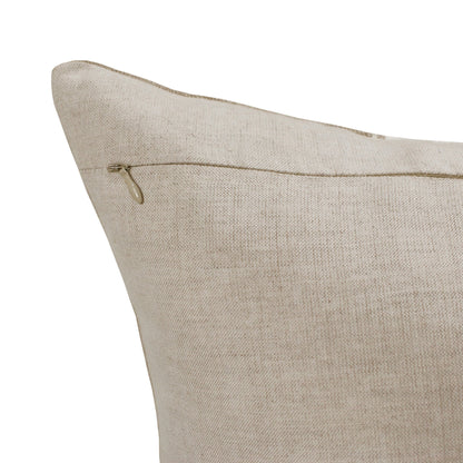Gray & Tan Linen Patchwork Pillow